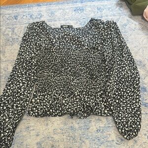 Smocked Black Floral Women's Top